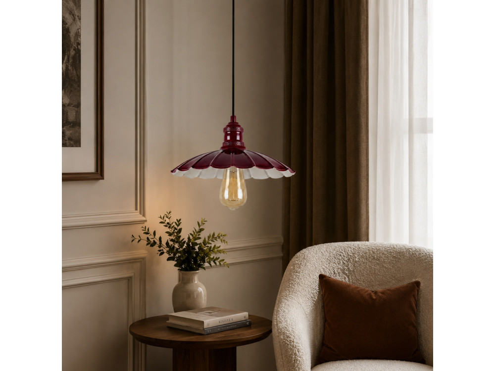 Lampe suspendue en métal "Volan" - 25 x 25 cm - Bordeaux