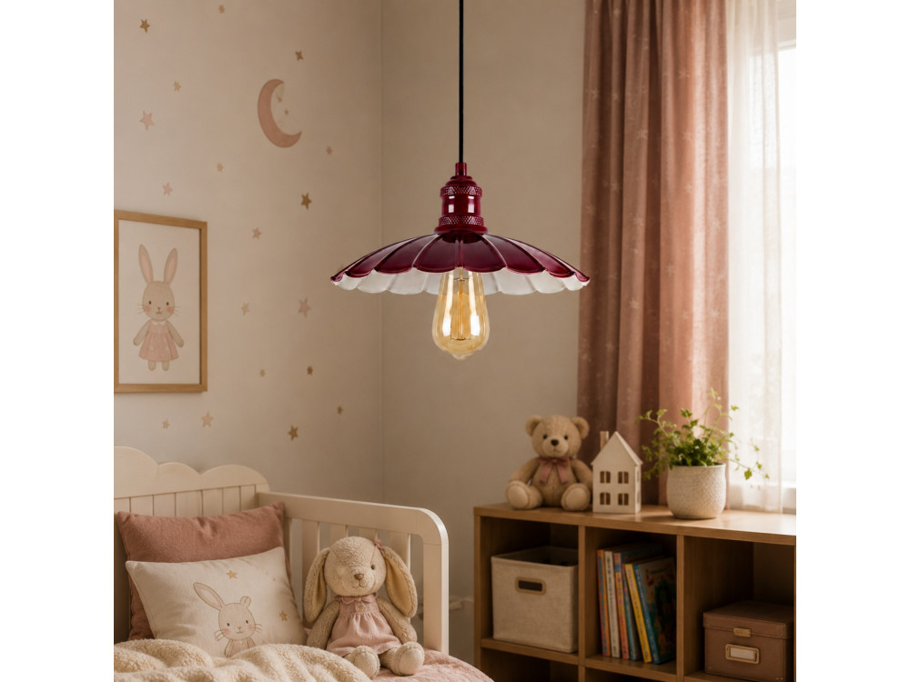 Lampe suspendue en métal "Volan" - 25 x 25 cm - Bordeaux