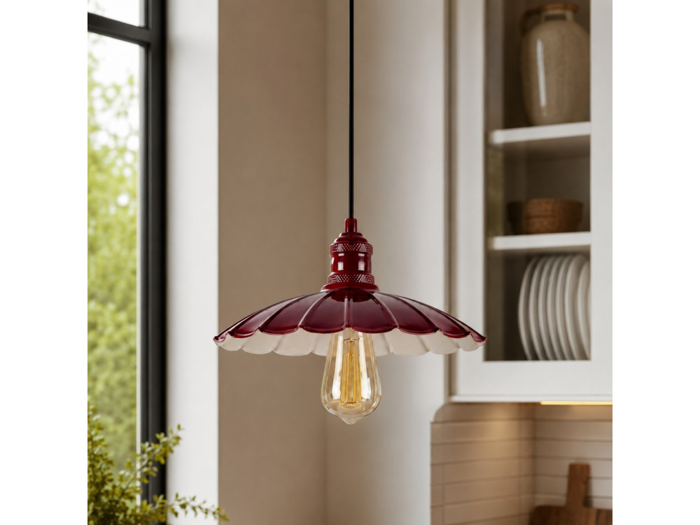 Lampe suspendue en métal "Volan" - 25 x 25 cm - Bordeaux
