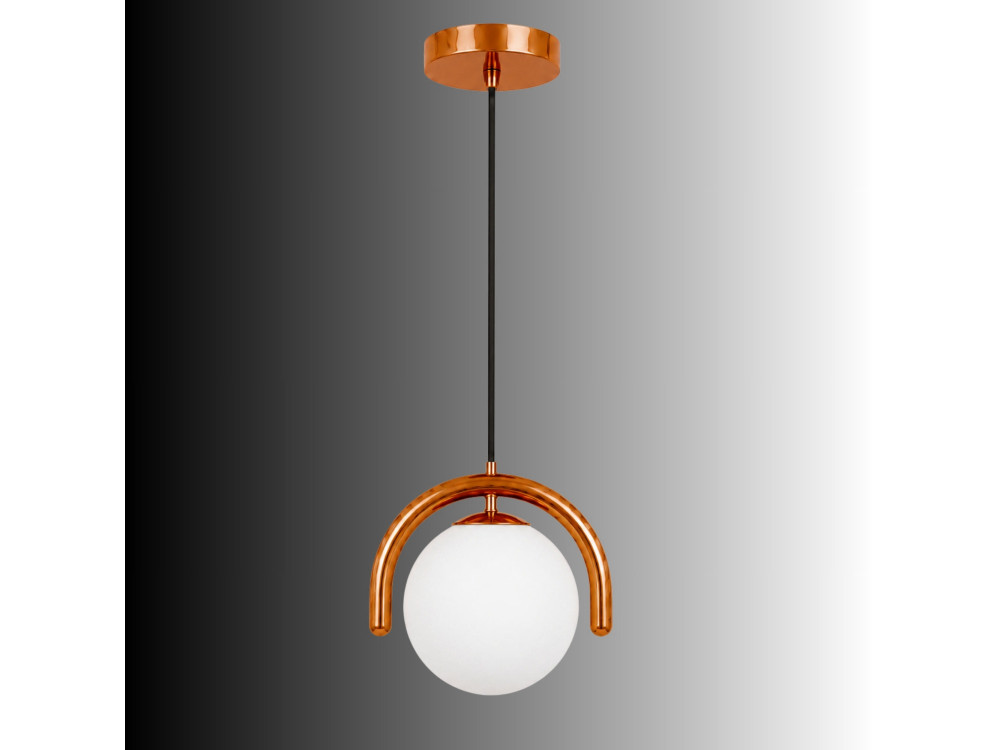 Lampe suspendue en métal "GEDIK-20441" - 20 x 20 cm - Marron / Orange