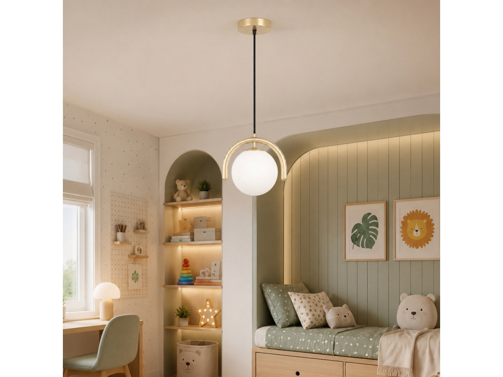 Lampe suspendue en métal "GEDIK-20441" - 20 x 20 cm - Beige