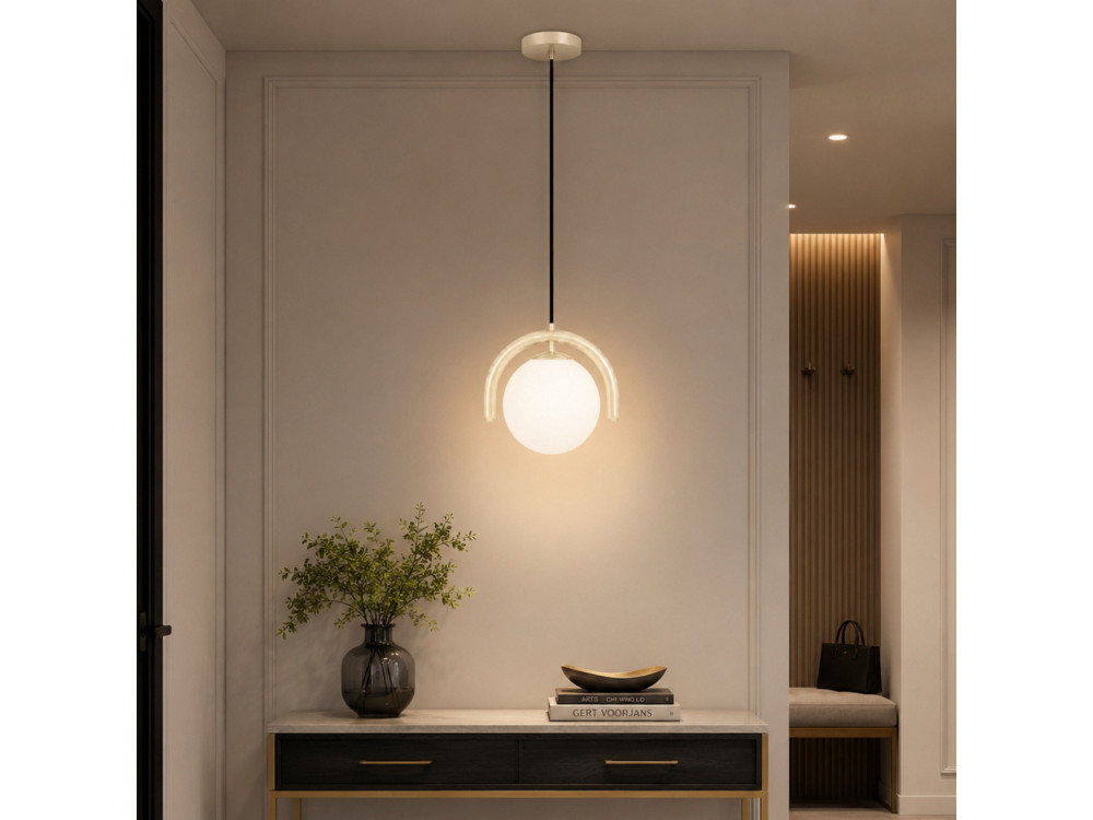 Lampe suspendue en métal "GEDIK-20441" - 20 x 20 cm - Beige