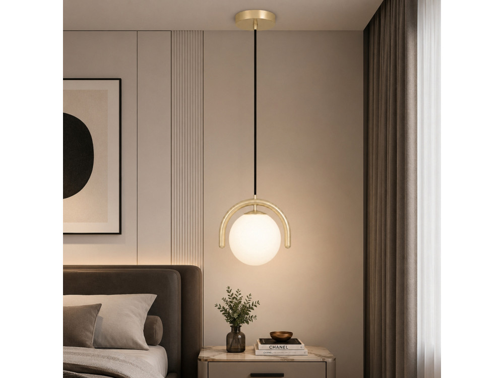 Lampe suspendue en métal "GEDIK-20441" - 20 x 20 cm - Beige