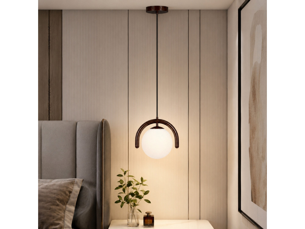 Lampe suspendue en métal "GEDIK-20441" - 20 x 20 cm - Marron
