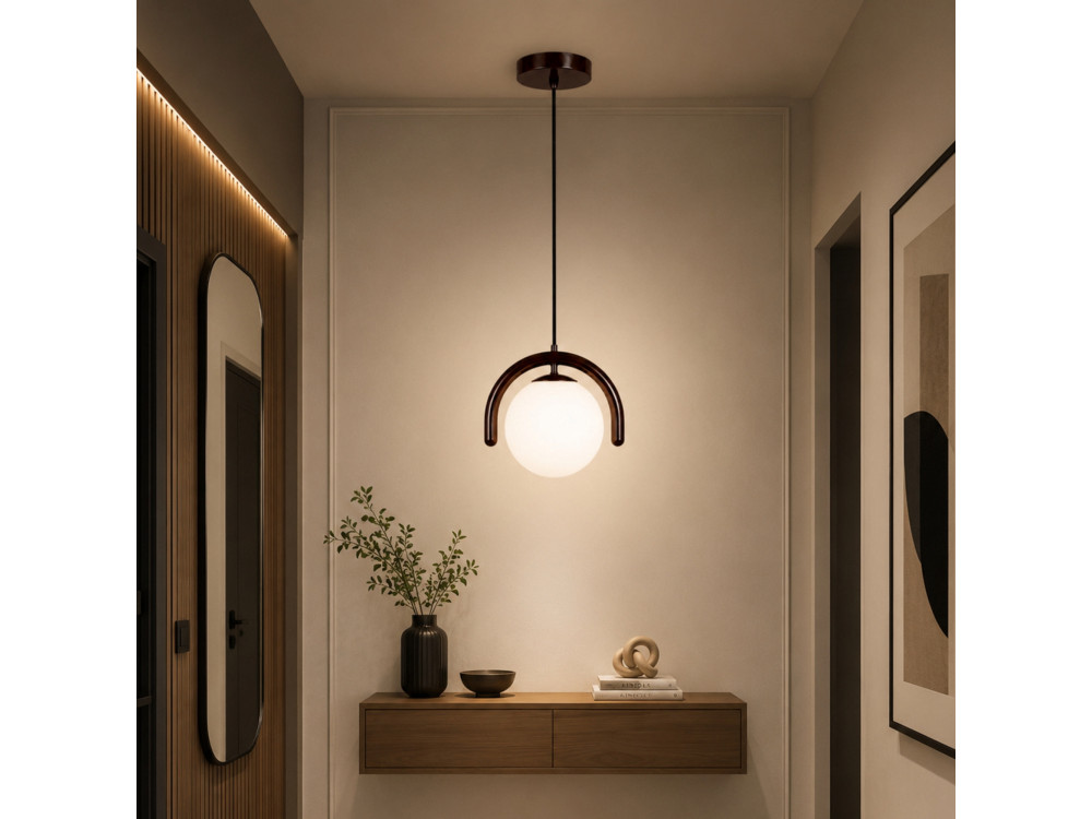 Lampe suspendue en métal "GEDIK-20441" - 20 x 20 cm - Marron