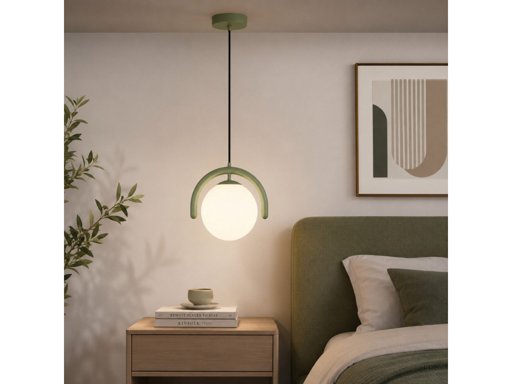 Lampe suspendue en métal "GEDIK-20441" - 20 x 20 cm - Vert Menthe