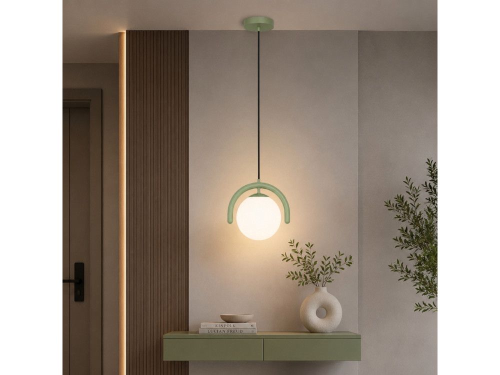 Lampe suspendue en métal "GEDIK-20441" - 20 x 20 cm - Vert Menthe