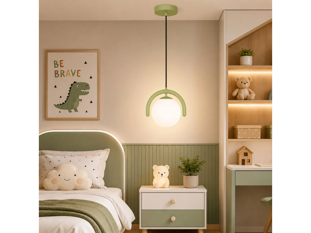 Lampe suspendue en métal "GEDIK-20441" - 20 x 20 cm - Vert Menthe