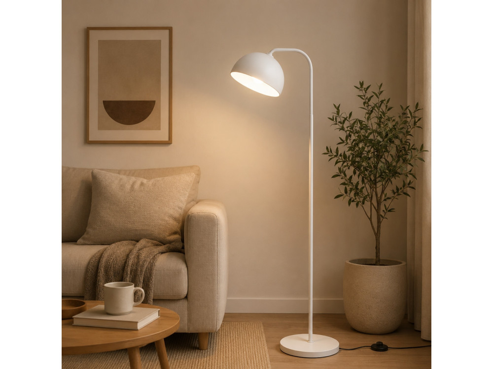 Lampadaire en métal "Yaka" - 51 x 51 cm - Blanc