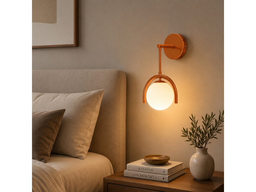 Applique murale en métal "GEDIK-20445" - 20 x 20 cm - Marron / Orange