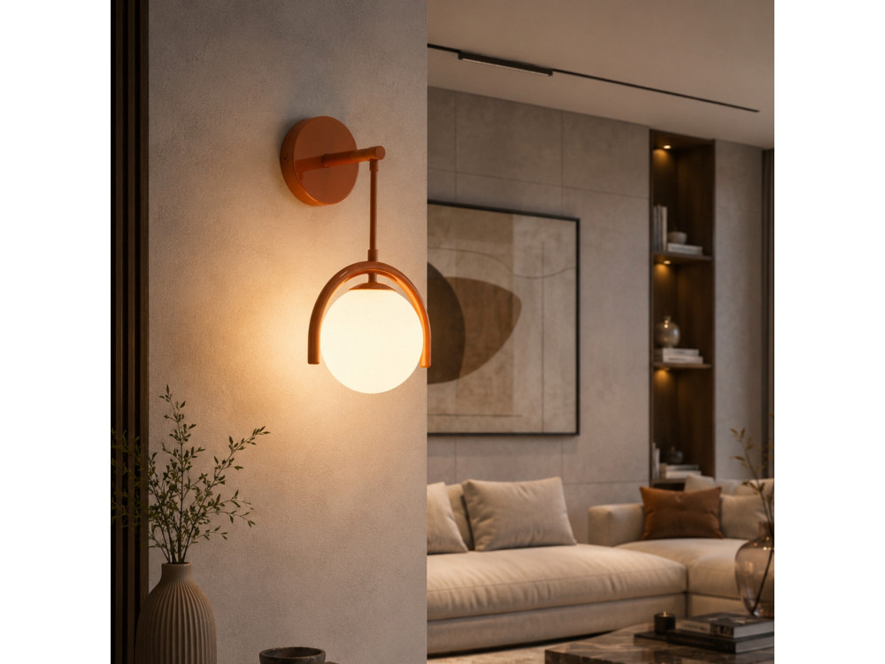 Applique murale en métal "GEDIK-20445" - 20 x 20 cm - Marron / Orange