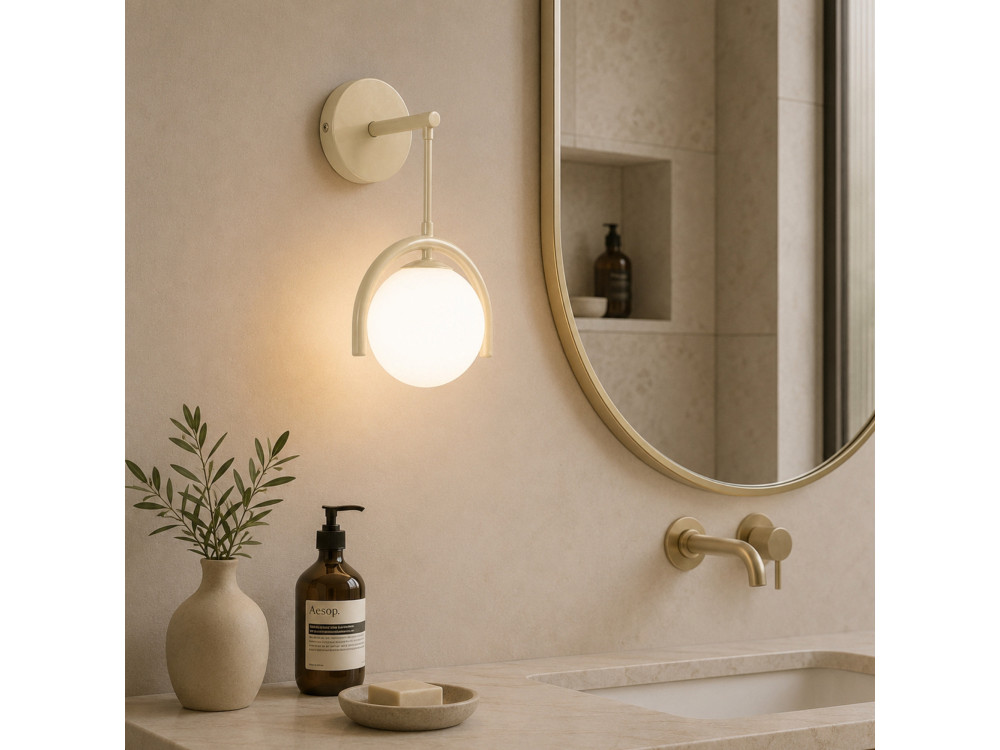 Applique murale en métal "GEDIK-20445" - 20 x 20 cm - Beige