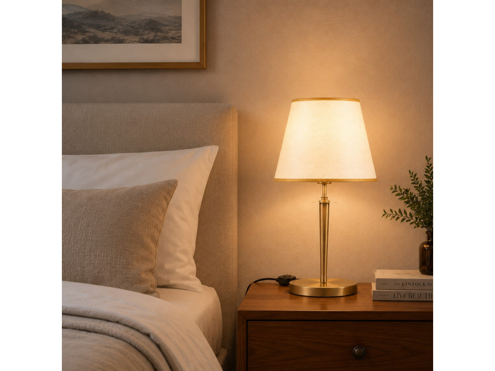 Lampe de table en métal "Milano" - 31 x 31 cm - Beige