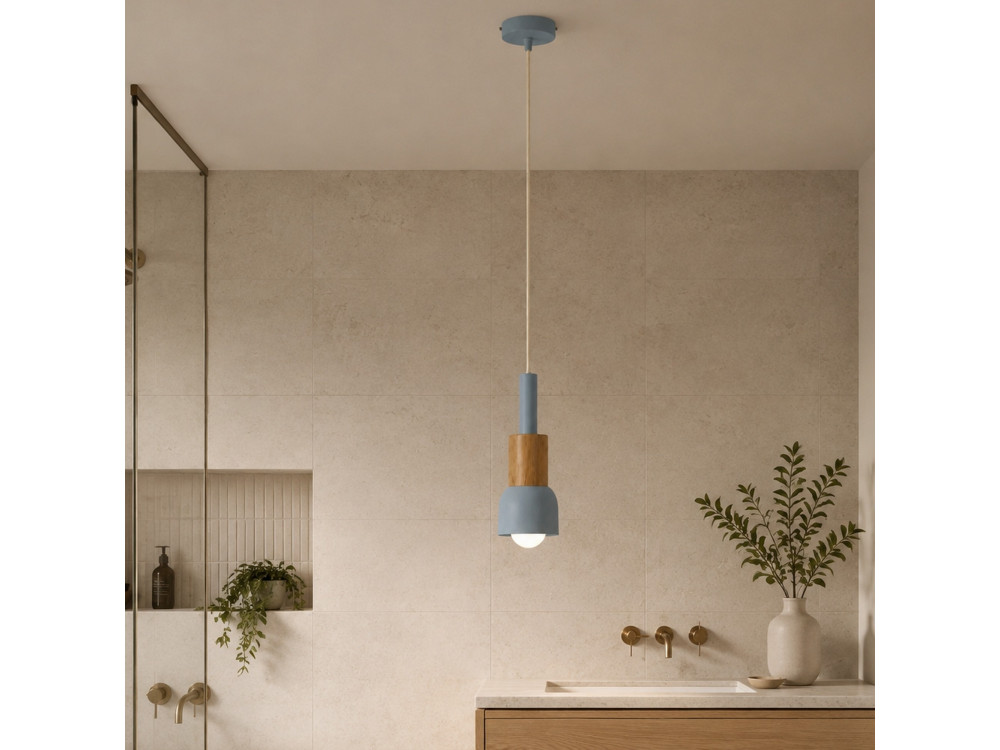 Lampe suspendue en métal "Elwood" -10 x 25 cm - Bleu