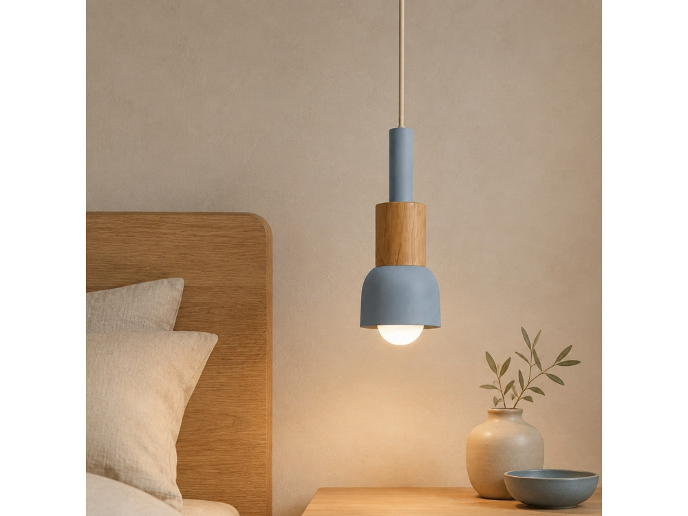 Lampe suspendue en métal "Elwood" -10 x 25 cm - Bleu