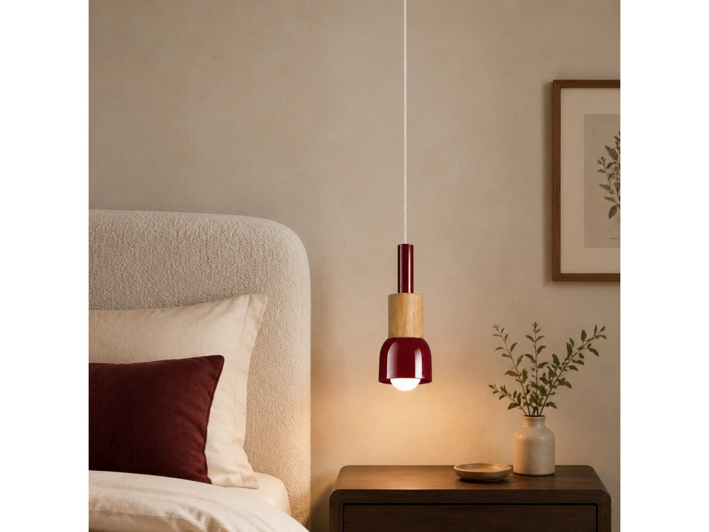 Lampe suspendue en métal "Elwood" -10 x 25 cm - Rouge
