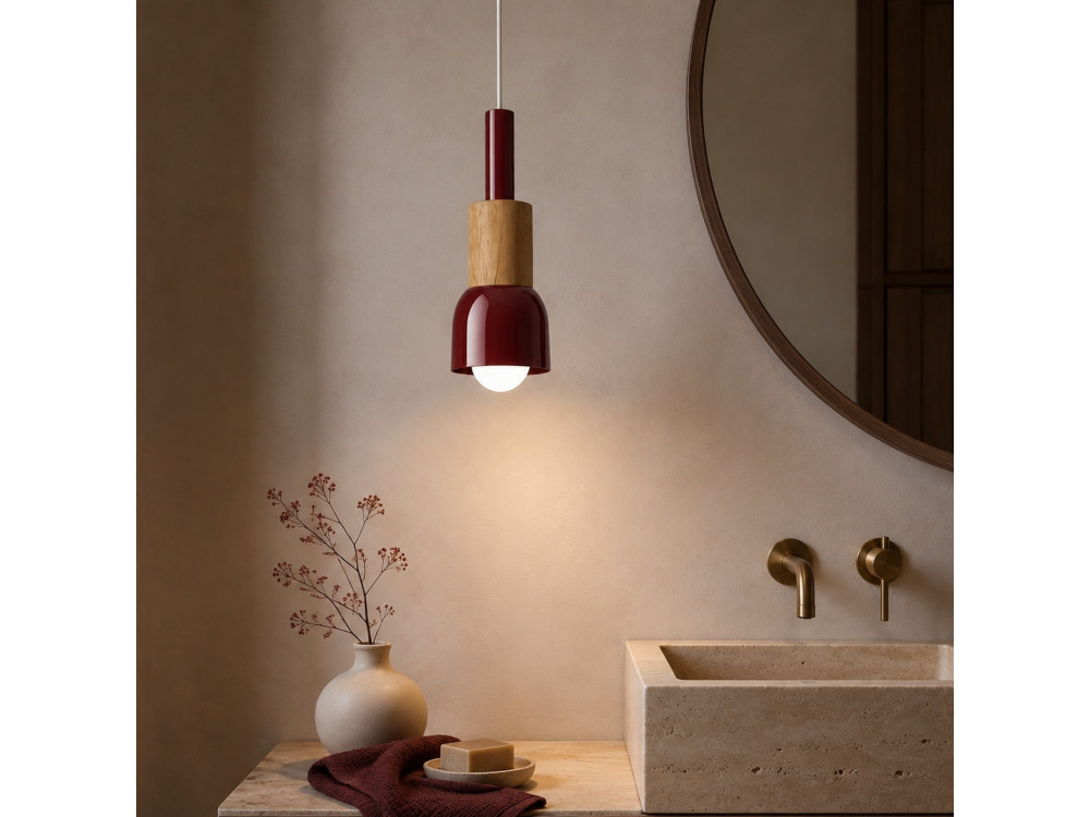 Lampe suspendue en métal "Elwood" -10 x 25 cm - Rouge