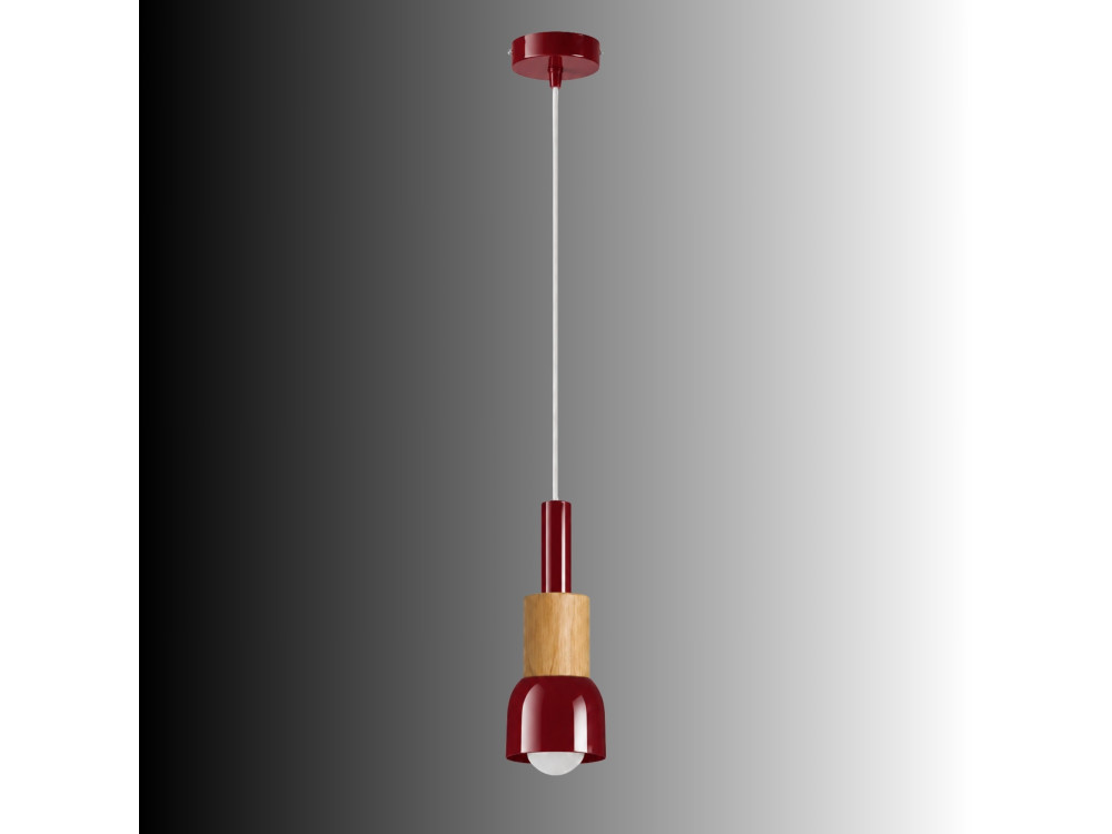 Lampe suspendue en métal "Elwood" -10 x 25 cm - Rouge