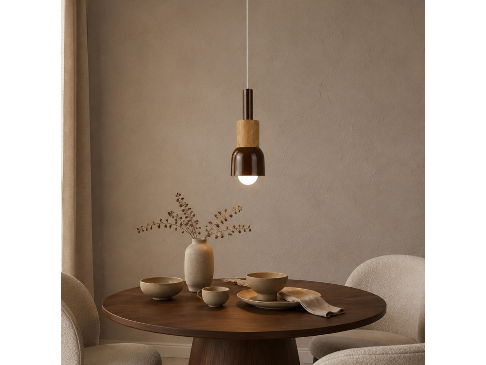 Lampe suspendue en métal "Elwood" - 10 x 25 cm - Marron