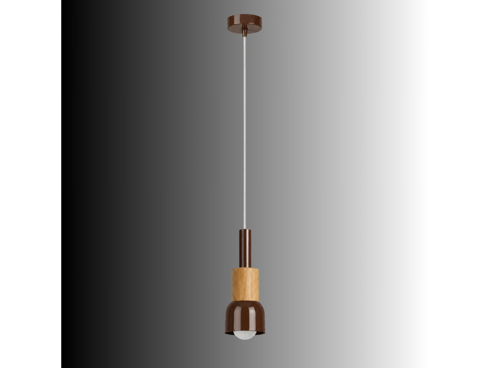 Lampe suspendue en métal "Elwood" - 10 x 25 cm - Marron