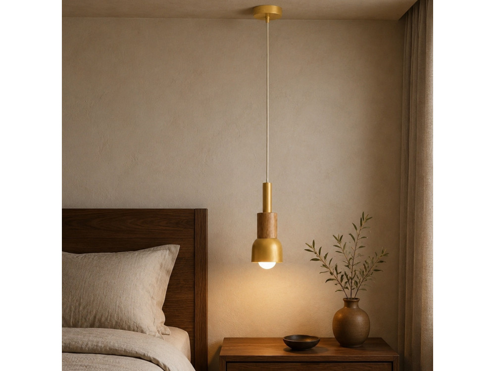 Lampe suspendue en métal "Elwood " - 10 x 25 cm - Jaune