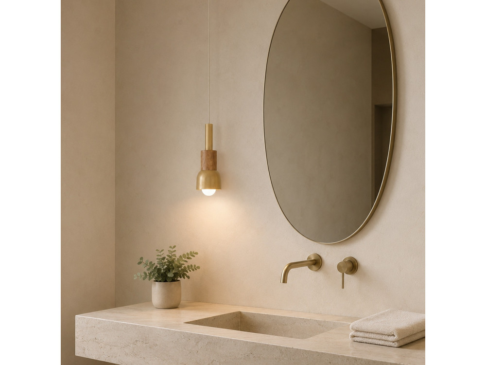 Lampe suspendue en métal "Elwood " - 10 x 25 cm - Jaune