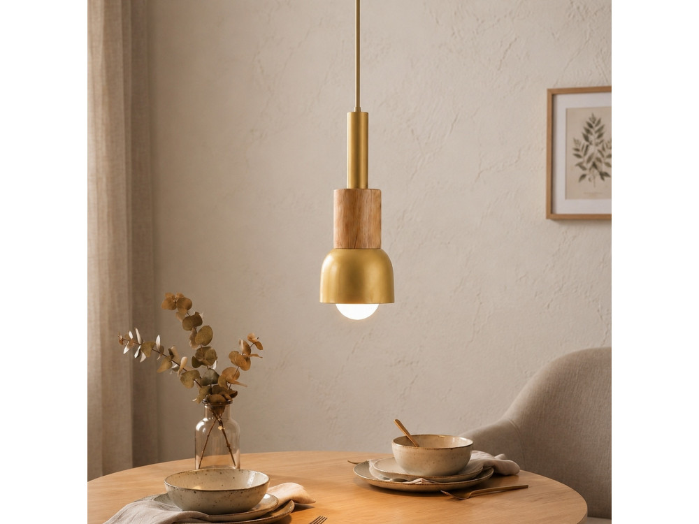 Lampe suspendue en métal "Elwood " - 10 x 25 cm - Jaune