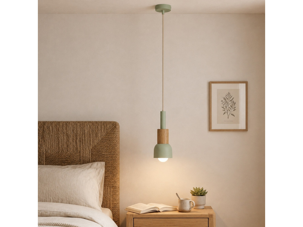 Lampe suspendue en métal " Elwood " -  10 x 25 cm - Vert