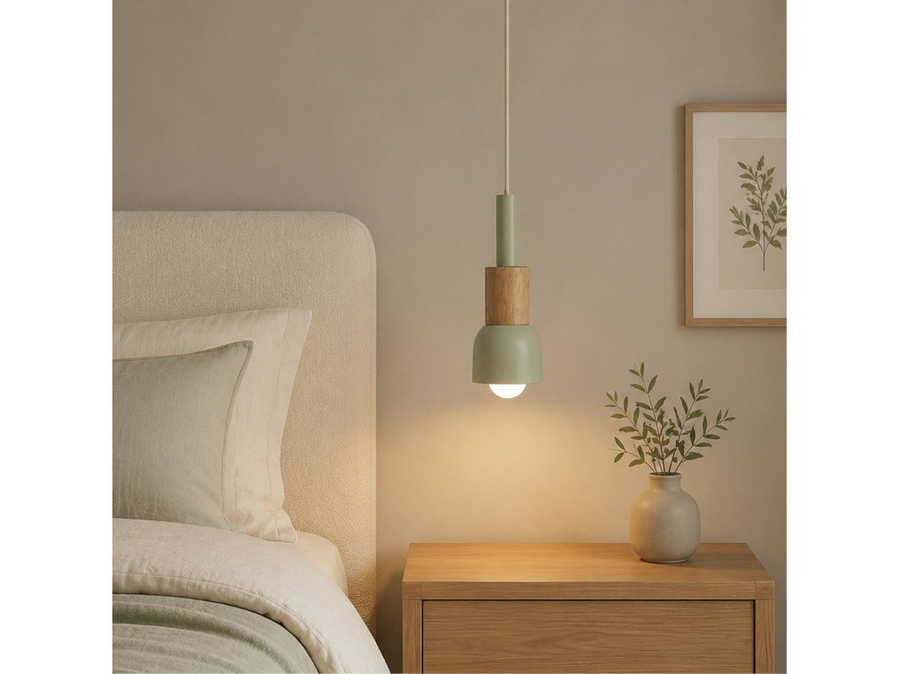 Lampe suspendue en métal " Elwood " -  10 x 25 cm - Vert
