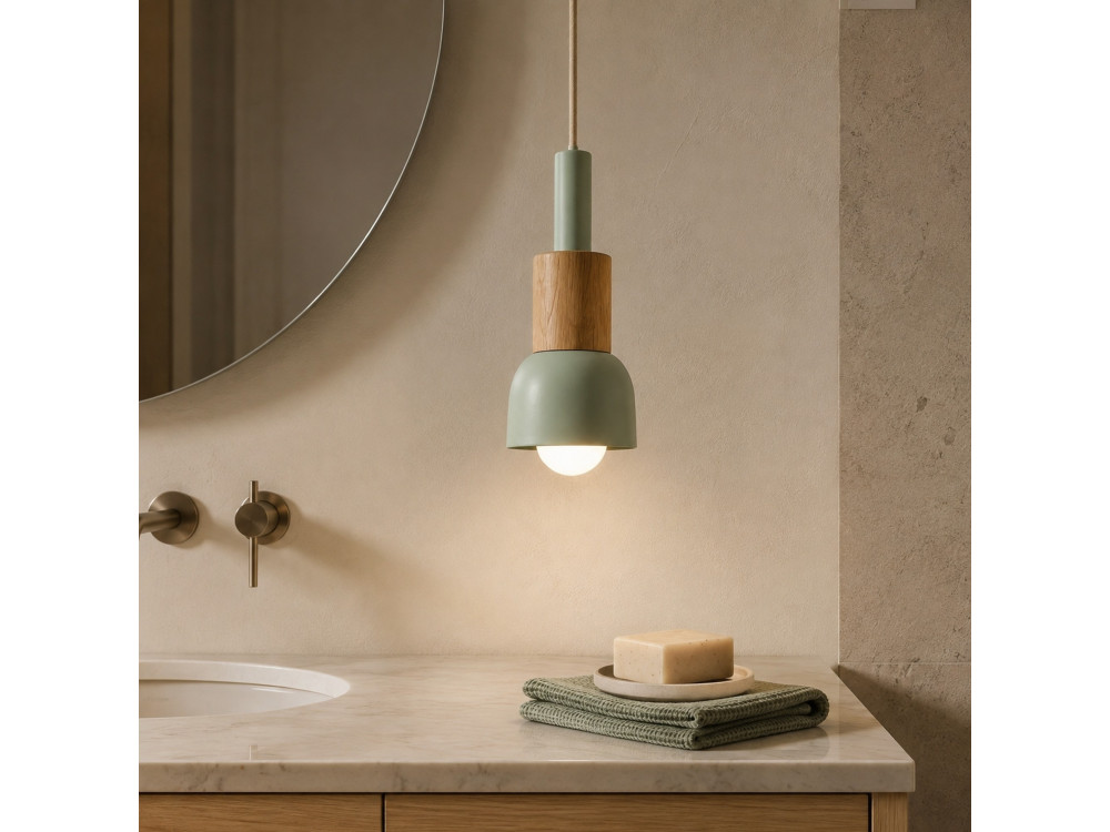 Lampe suspendue en métal " Elwood " -  10 x 25 cm - Vert