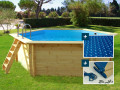 Piscine bois "Hawai" - 4.10 x 1.20 m + Bâche à bulles 180 + Bâche hiver 280 gr/m²