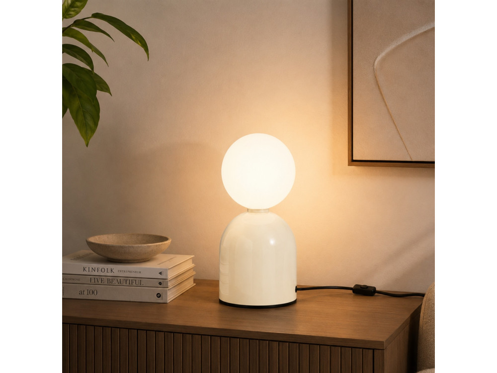Lampe de table en métal "Pupa" - 14 x 14 x 25 cm - Beige