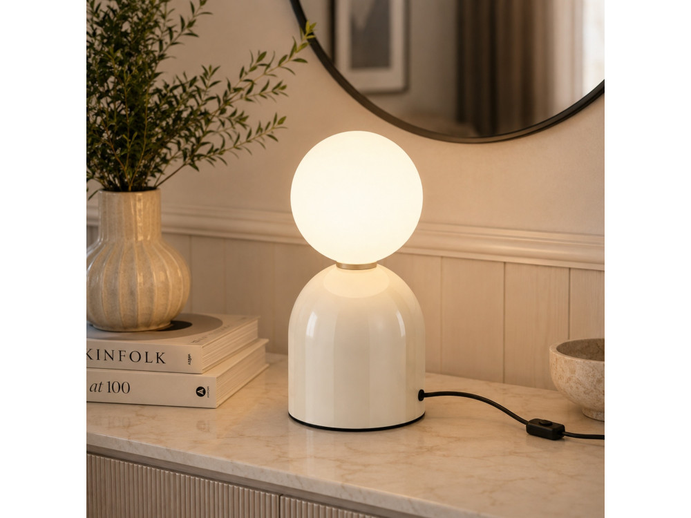 Lampe de table en métal "Pupa" - 14 x 14 x 25 cm - Beige