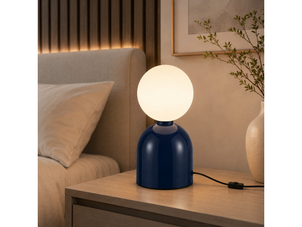 Lampe de table en métal "Pupa" - 14 x 14 x 25 cm - Bleu