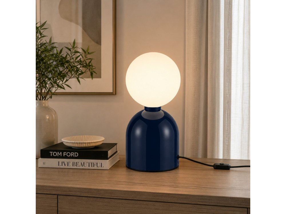 Lampe de table en métal "Pupa" - 14 x 14 x 25 cm - Bleu
