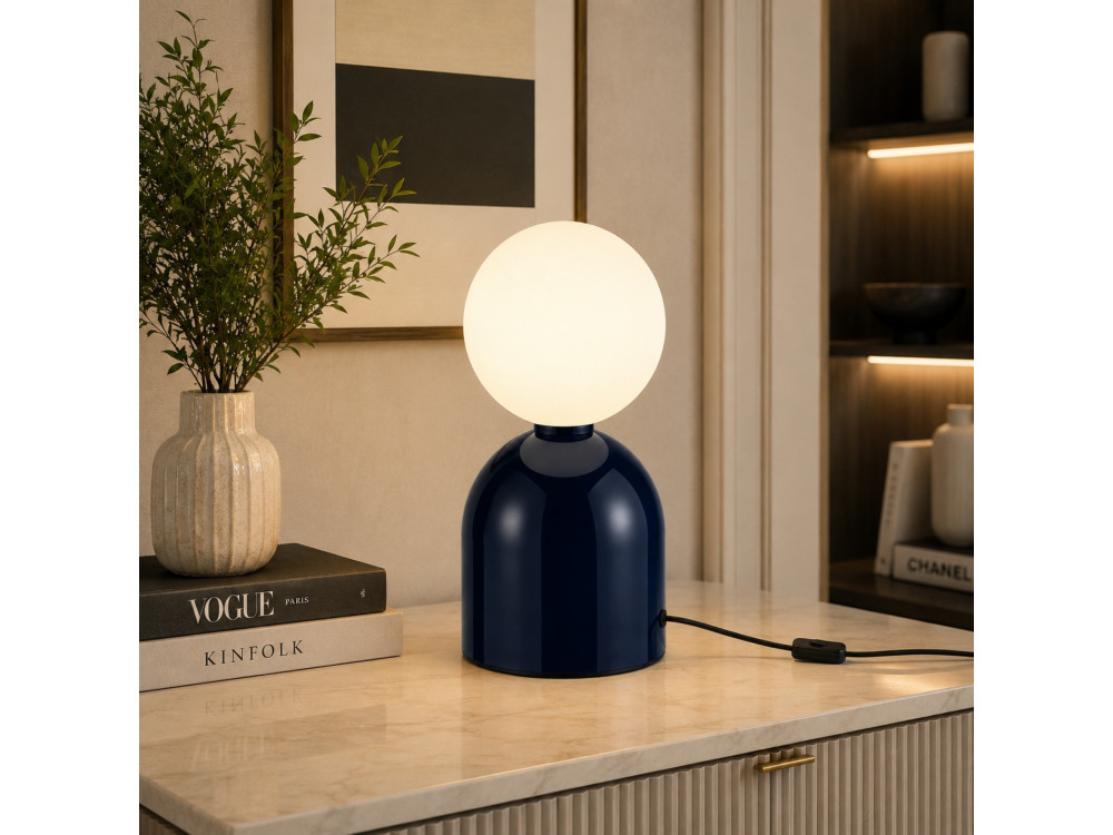 Lampe de table en métal "Pupa" - 14 x 14 x 25 cm - Bleu