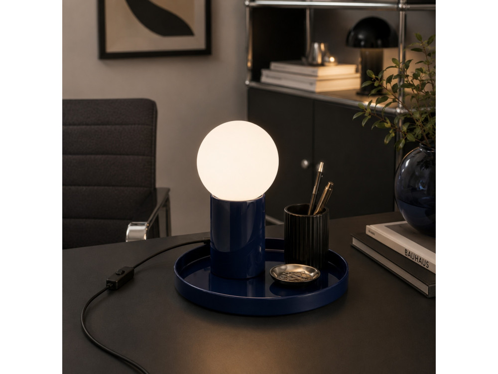 Lampe de table en métal "Tray" - 20 x 20 x 17 cm - Bleu