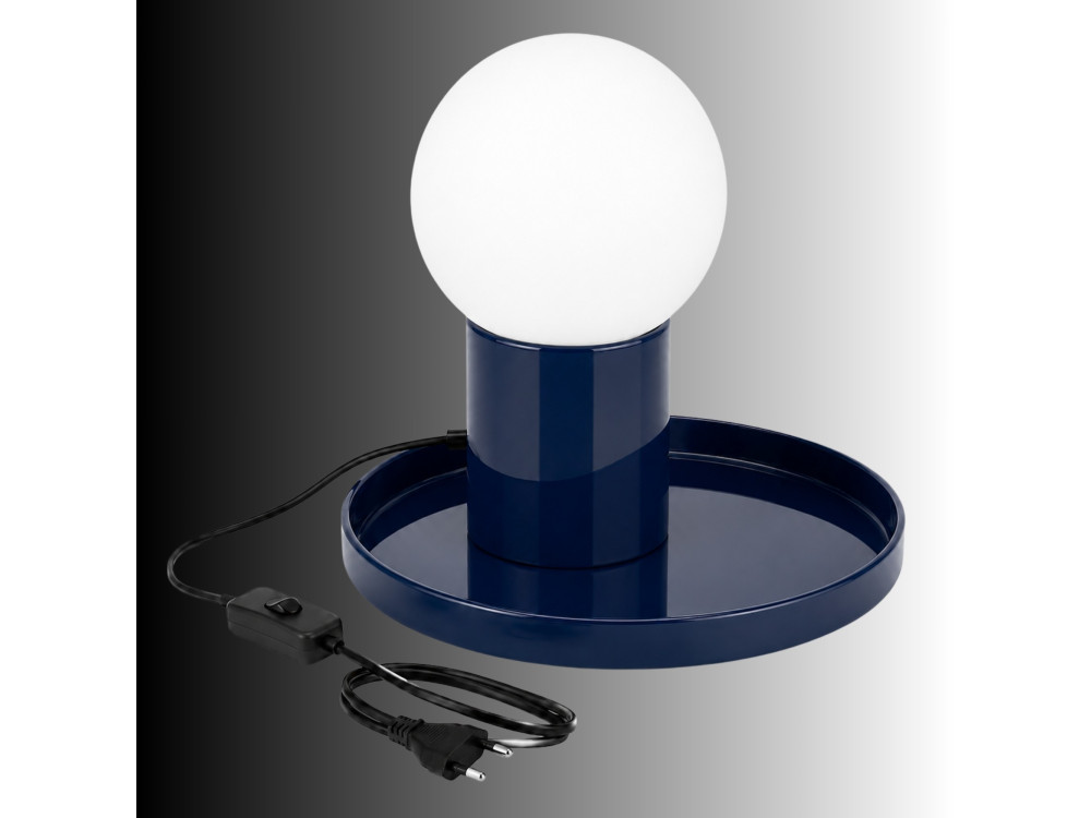Lampe de table en métal "Tray" - 20 x 20 x 17 cm - Bleu