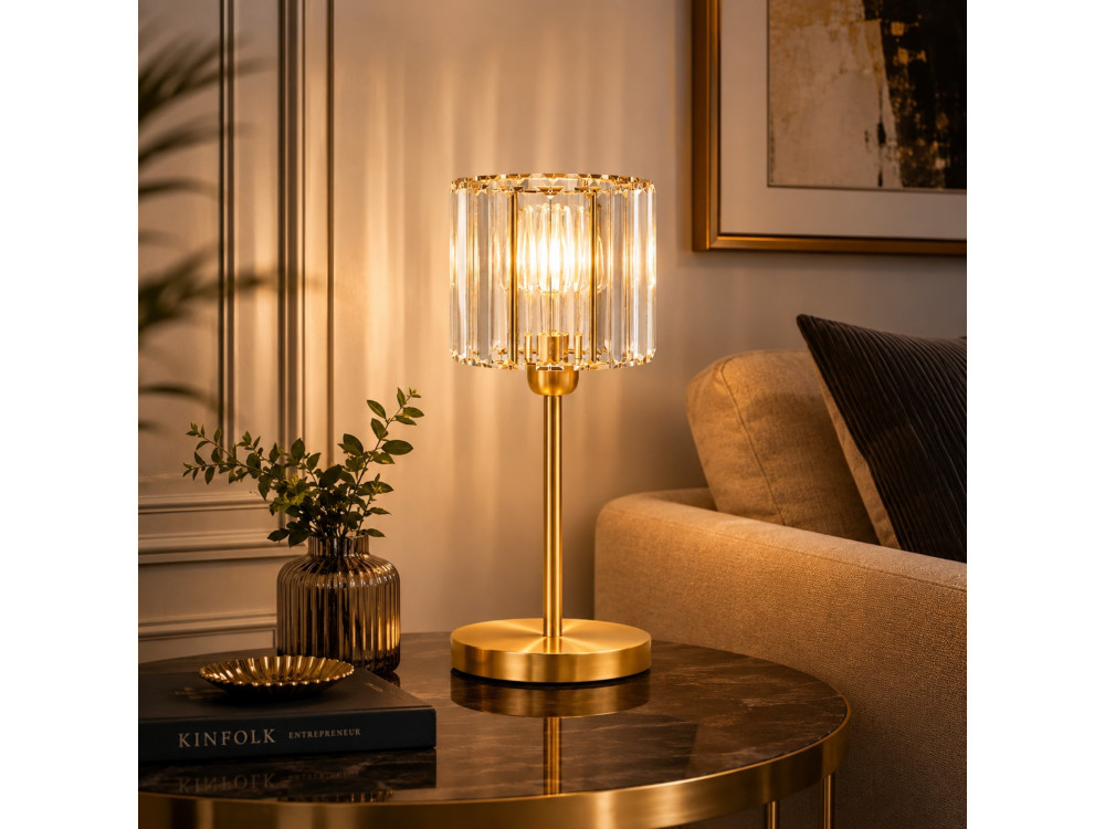 Lampe de table en métal "Yakops" - 17 x 17 x 50 cm -Jaune