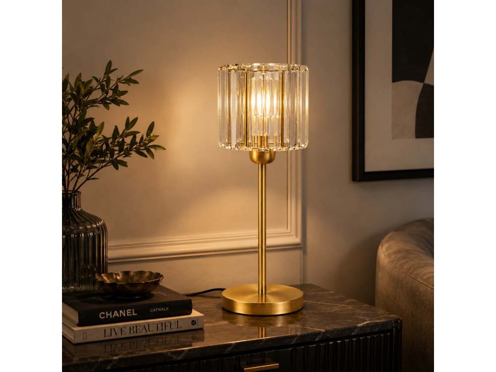 Lampe de table en métal "Yakops" - 17 x 17 x 50 cm -Jaune