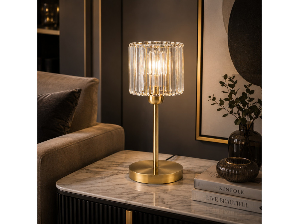 Lampe de table en métal "Yakops" - 17 x 17 x 50 cm -Jaune