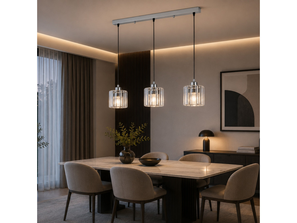 Lustre en métal "Yakops" - 65 x 13 x 105 cm - Gris