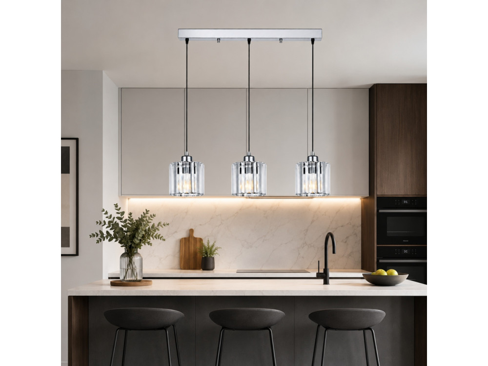 Lustre en métal "Yakops" - 65 x 13 x 105 cm - Gris