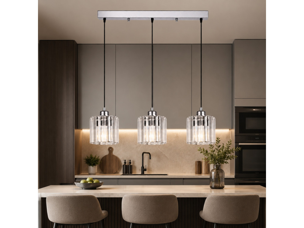 Lustre en métal "Yakops" - 65 x 13 x 105 cm - Gris