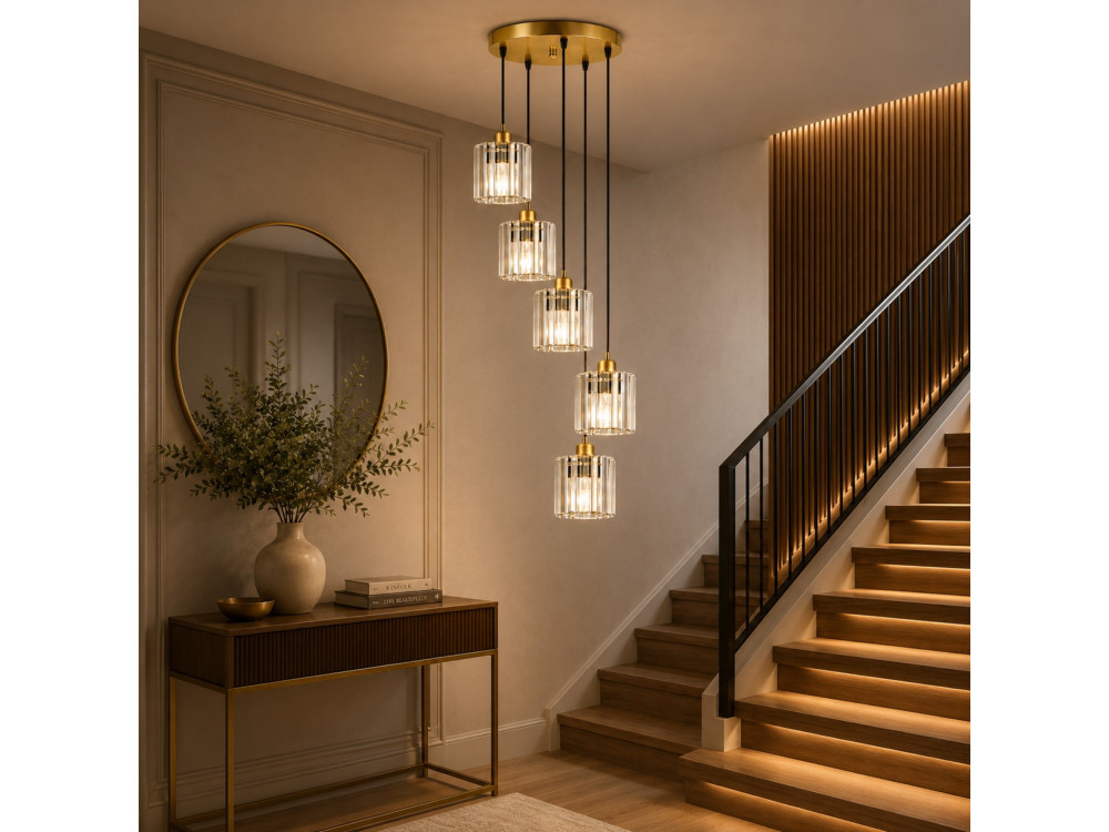 Lustre en métal "Yakops" - 47 x 47 x 105 cm - Jaune