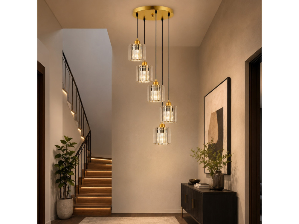 Lustre en métal "Yakops" - 47 x 47 x 105 cm - Jaune