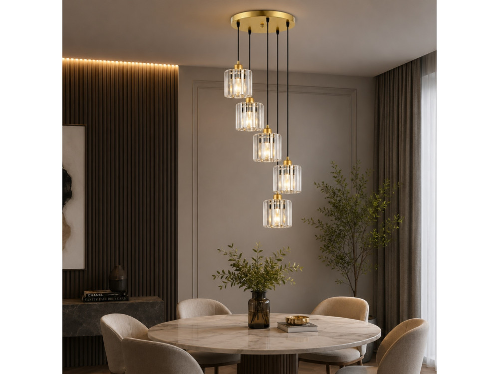 Lustre en métal "Yakops" - 47 x 47 x 105 cm - Jaune