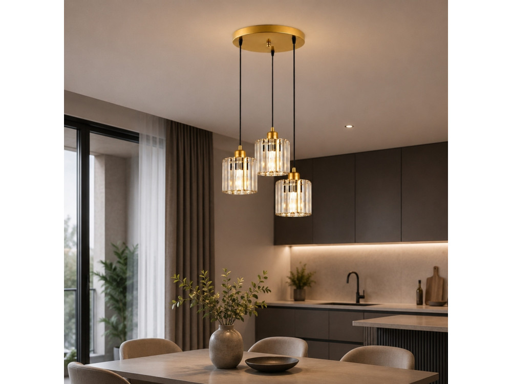 Lustre en métal "Yakops" - 37 x 37 x 85 cm - Jaune