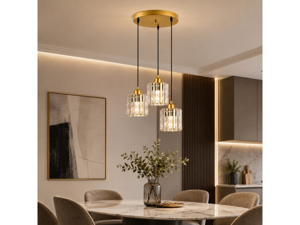 Lustre en métal "Yakops" - 37 x 37 x 85 cm - Jaune