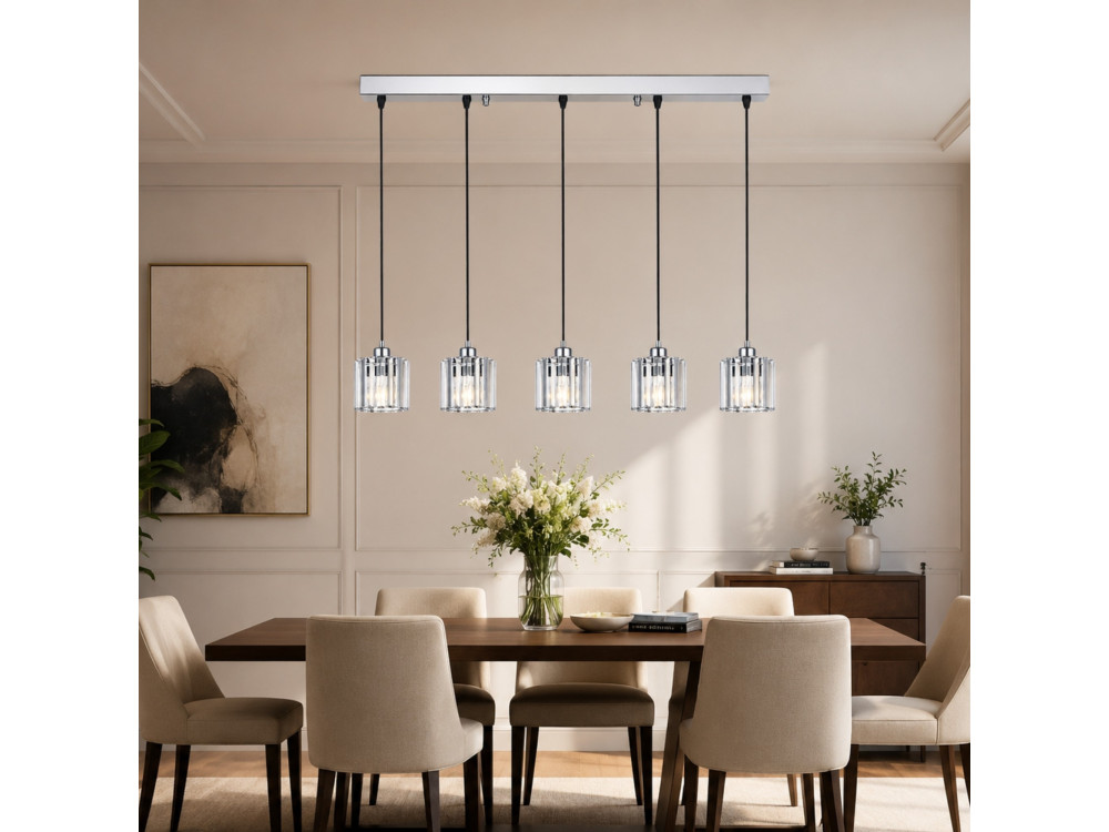 Lustre en métal "Yakops" - 85 x 13 x 100 cm - Gris